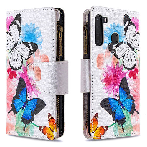 Leather Case Stands Fashionable Pattern Flip Cover Holder B04F for Samsung Galaxy A21 Colorful