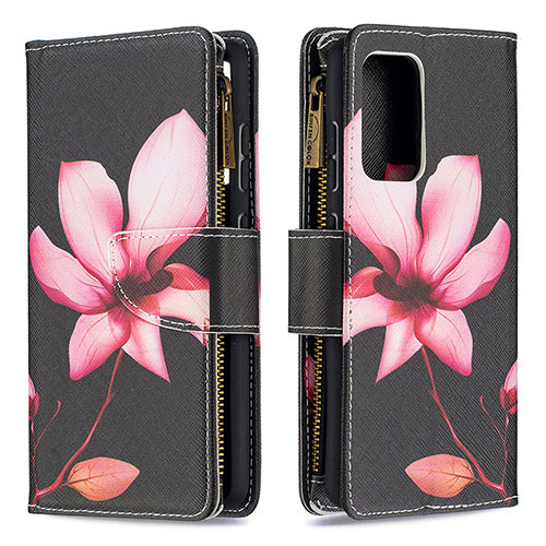 Leather Case Stands Fashionable Pattern Flip Cover Holder B04F for Samsung Galaxy A52 5G Red