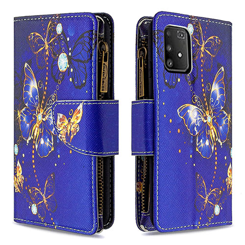 Leather Case Stands Fashionable Pattern Flip Cover Holder B04F for Samsung Galaxy A91 Navy Blue