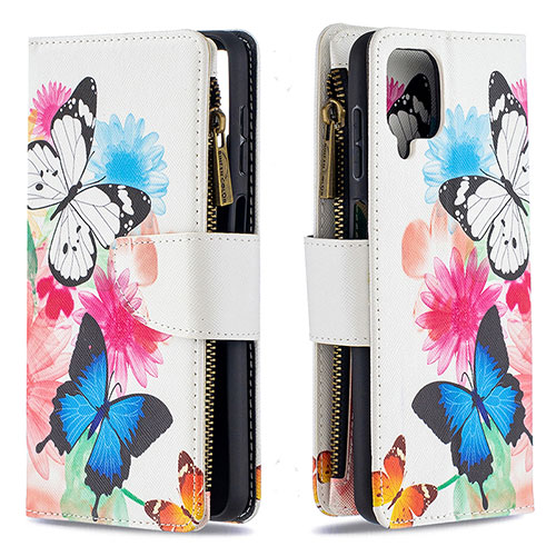 Leather Case Stands Fashionable Pattern Flip Cover Holder B04F for Samsung Galaxy F12 Colorful