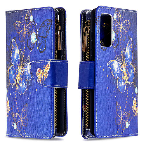Leather Case Stands Fashionable Pattern Flip Cover Holder B04F for Samsung Galaxy S20 FE (2022) 5G Navy Blue