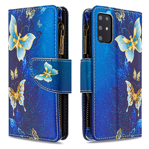 Leather Case Stands Fashionable Pattern Flip Cover Holder B04F for Samsung Galaxy S20 Plus 5G Blue