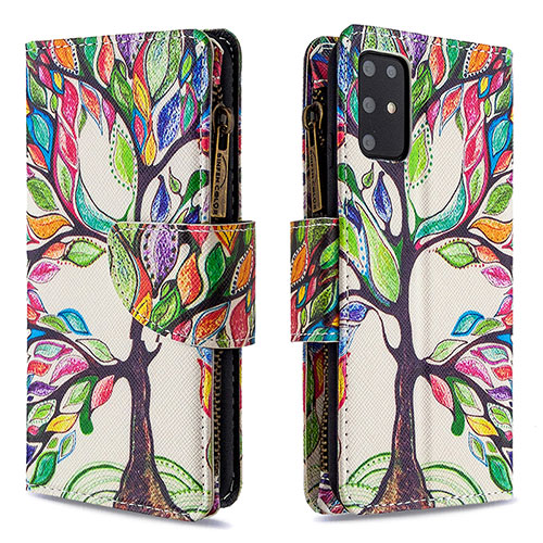Leather Case Stands Fashionable Pattern Flip Cover Holder B04F for Samsung Galaxy S20 Plus 5G Green