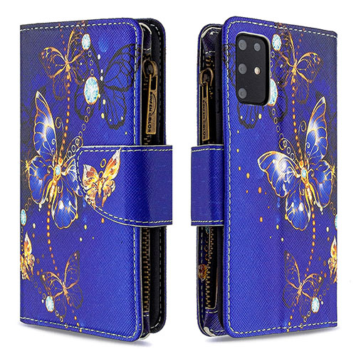 Leather Case Stands Fashionable Pattern Flip Cover Holder B04F for Samsung Galaxy S20 Plus 5G Navy Blue