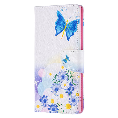 Leather Case Stands Fashionable Pattern Flip Cover Holder B04F for Samsung Galaxy S21 Ultra 5G Sky Blue