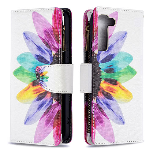Leather Case Stands Fashionable Pattern Flip Cover Holder B04F for Samsung Galaxy S22 5G Colorful