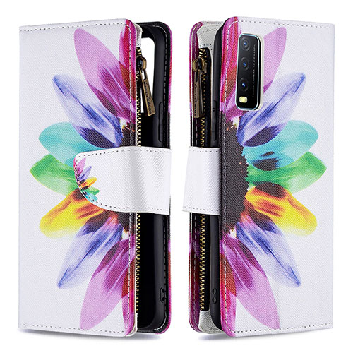 Leather Case Stands Fashionable Pattern Flip Cover Holder B04F for Vivo Y11s Mixed