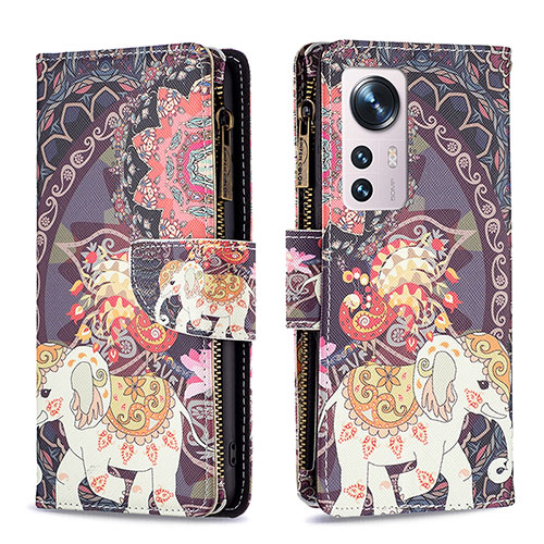Leather Case Stands Fashionable Pattern Flip Cover Holder B04F for Xiaomi Mi 12X 5G Mixed