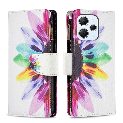 Leather Case Stands Fashionable Pattern Flip Cover Holder B04F for Xiaomi Redmi 12 4G Mixed