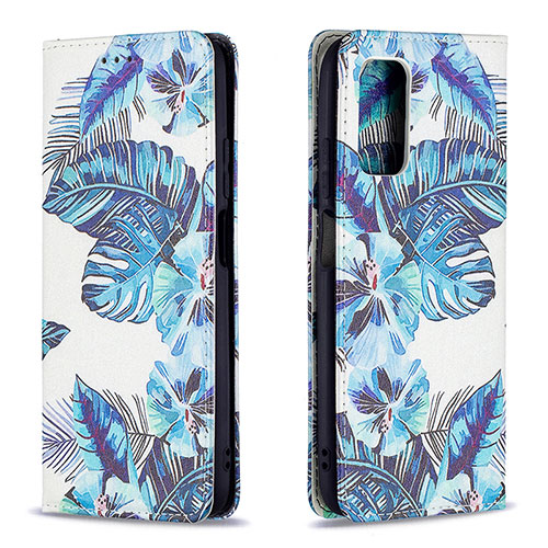 Leather Case Stands Fashionable Pattern Flip Cover Holder B05F for Xiaomi Poco M3 Sky Blue