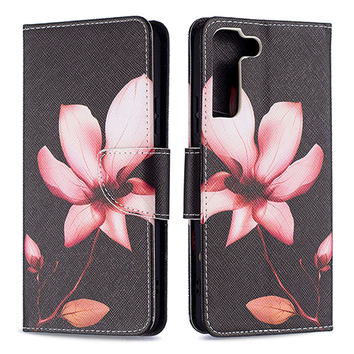 Leather Case Stands Fashionable Pattern Flip Cover Holder B09F for Samsung Galaxy S21 5G Brown