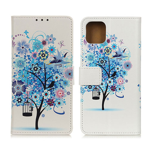 Leather Case Stands Fashionable Pattern Flip Cover Holder D02Y for Motorola Moto Edge S 5G Blue