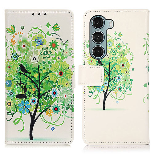 Leather Case Stands Fashionable Pattern Flip Cover Holder D02Y for Motorola Moto Edge S30 5G Green