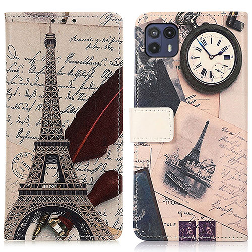 Leather Case Stands Fashionable Pattern Flip Cover Holder D02Y for Motorola Moto G50 5G Gray