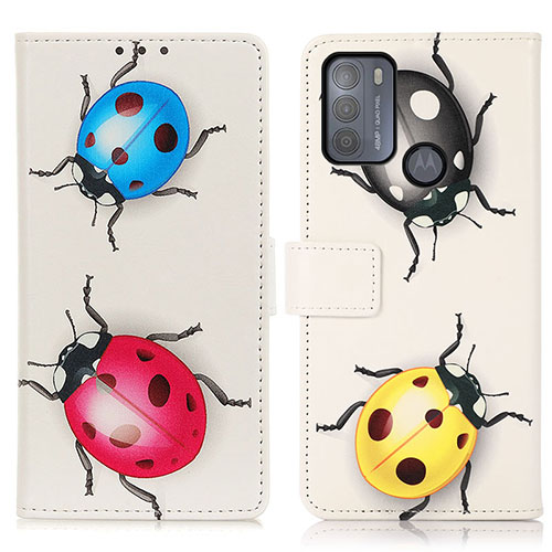 Leather Case Stands Fashionable Pattern Flip Cover Holder D02Y for Motorola Moto G50 Mixed