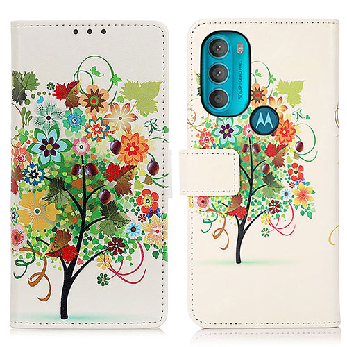 Leather Case Stands Fashionable Pattern Flip Cover Holder D02Y for Motorola Moto G71 5G Colorful