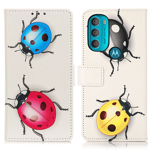 Leather Case Stands Fashionable Pattern Flip Cover Holder D02Y for Motorola Moto G71 5G Mixed