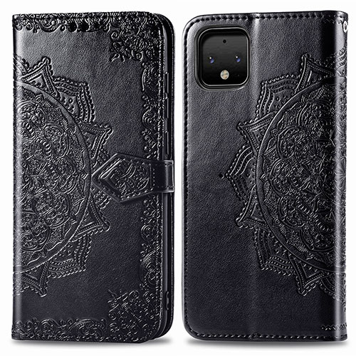 Leather Case Stands Fashionable Pattern Flip Cover Holder for Google Pixel 4 Black
