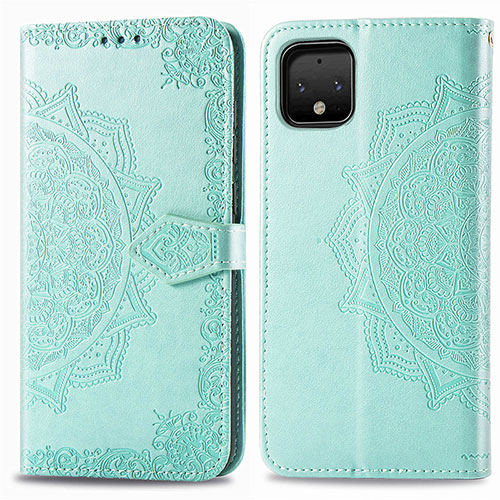 Leather Case Stands Fashionable Pattern Flip Cover Holder for Google Pixel 4 Green