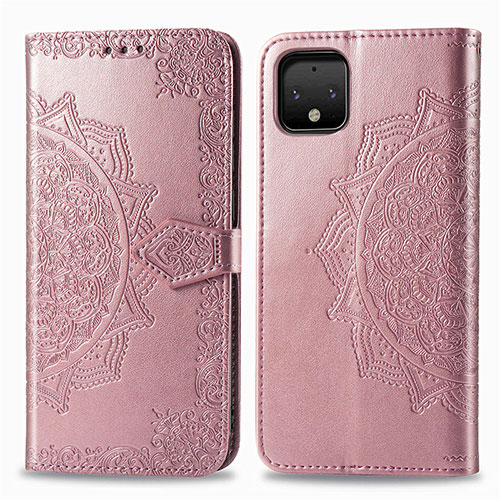 Leather Case Stands Fashionable Pattern Flip Cover Holder for Google Pixel 4 XL Rose Gold