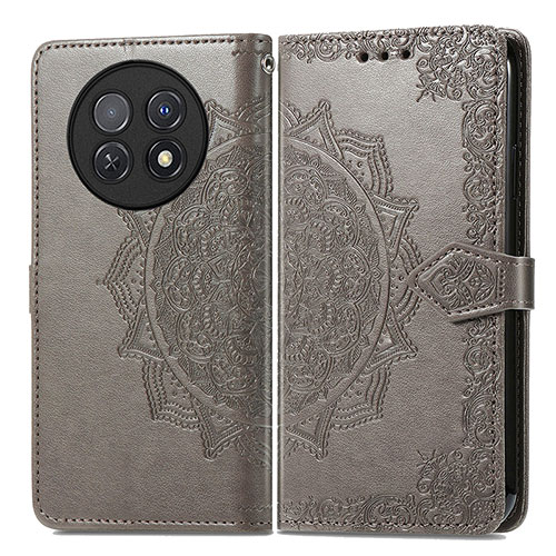 Leather Case Stands Fashionable Pattern Flip Cover Holder for Huawei Nova Y91 Gray