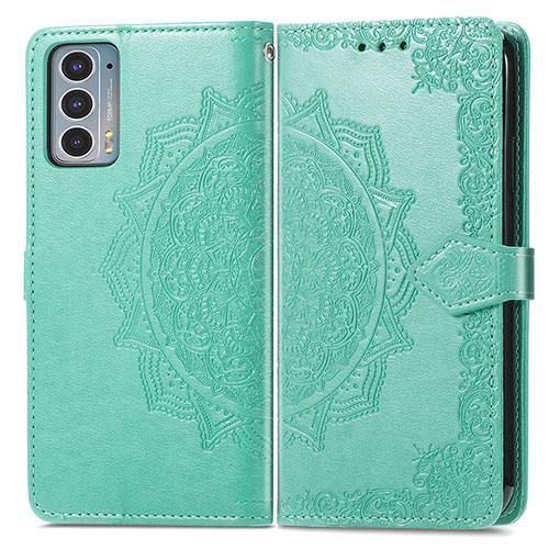 Leather Case Stands Fashionable Pattern Flip Cover Holder for Motorola Moto Edge 20 5G Green