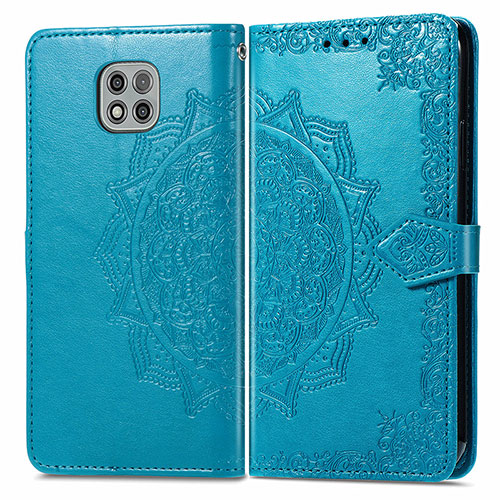 Leather Case Stands Fashionable Pattern Flip Cover Holder for Motorola Moto G Power (2021) Blue