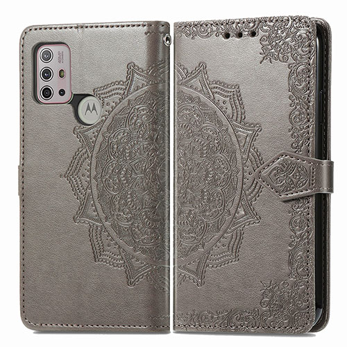 Leather Case Stands Fashionable Pattern Flip Cover Holder for Motorola Moto G10 Gray