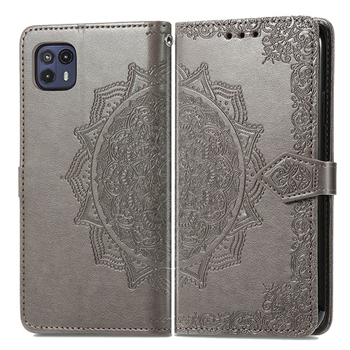 Leather Case Stands Fashionable Pattern Flip Cover Holder for Motorola Moto G50 5G Gray
