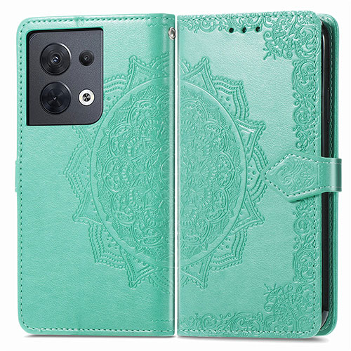 Leather Case Stands Fashionable Pattern Flip Cover Holder for Oppo Reno8 5G Green