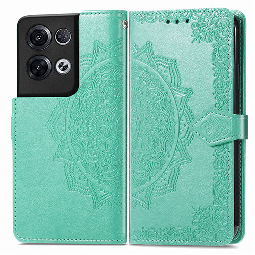 Leather Case Stands Fashionable Pattern Flip Cover Holder for Oppo Reno9 Pro+ Plus 5G Green