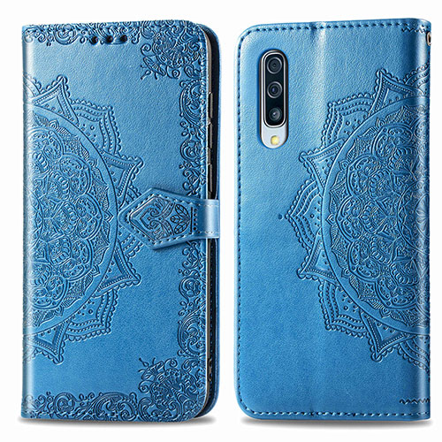 Leather Case Stands Fashionable Pattern Flip Cover Holder for Samsung Galaxy A30S Blue