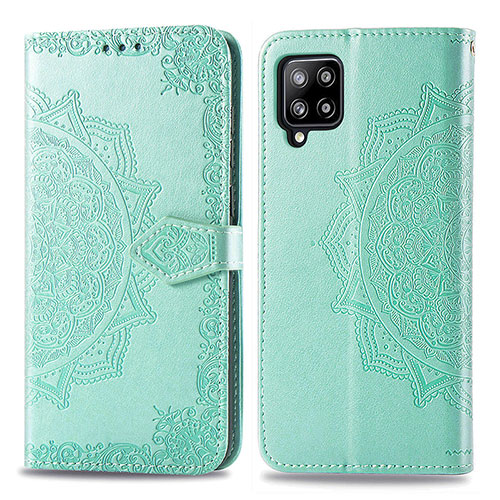 Leather Case Stands Fashionable Pattern Flip Cover Holder for Samsung Galaxy A42 5G Green