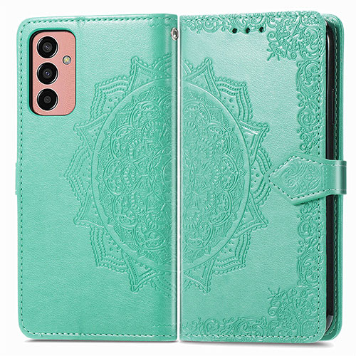 Leather Case Stands Fashionable Pattern Flip Cover Holder for Samsung Galaxy F13 4G Green