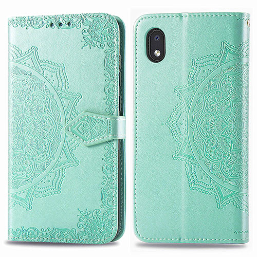 Leather Case Stands Fashionable Pattern Flip Cover Holder for Samsung Galaxy M01 Core Green