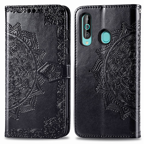 Leather Case Stands Fashionable Pattern Flip Cover Holder for Samsung Galaxy M40 Black