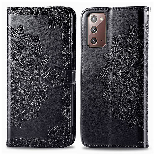 Leather Case Stands Fashionable Pattern Flip Cover Holder for Samsung Galaxy Note 20 5G Black