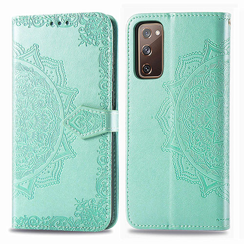 Leather Case Stands Fashionable Pattern Flip Cover Holder for Samsung Galaxy S20 Lite 5G Green