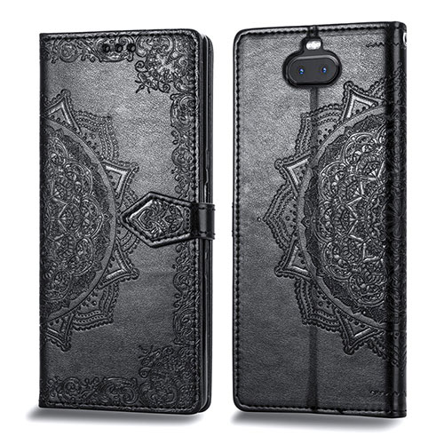 Leather Case Stands Fashionable Pattern Flip Cover Holder for Sony Xperia 10 Black