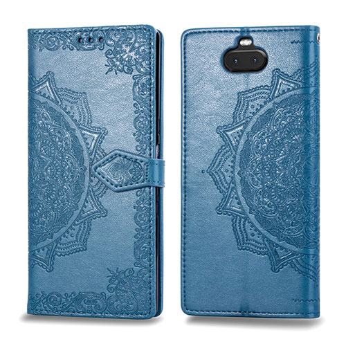 Leather Case Stands Fashionable Pattern Flip Cover Holder for Sony Xperia 10 Blue