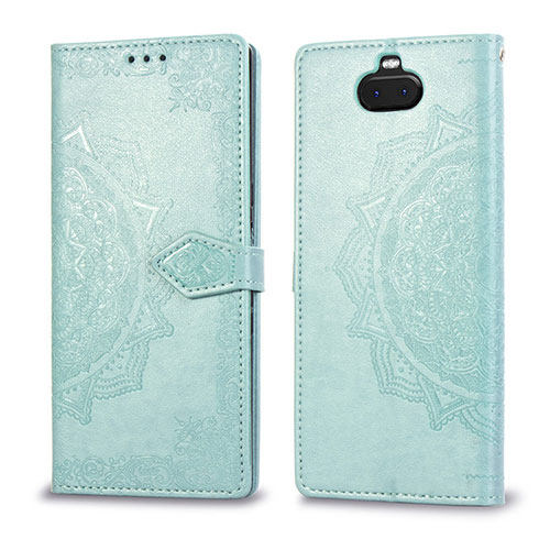 Leather Case Stands Fashionable Pattern Flip Cover Holder for Sony Xperia 10 Green