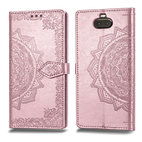 Leather Case Stands Fashionable Pattern Flip Cover Holder for Sony Xperia 10 Rose Gold