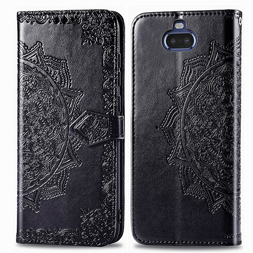 Leather Case Stands Fashionable Pattern Flip Cover Holder for Sony Xperia 8 Lite Black