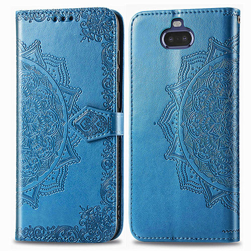 Leather Case Stands Fashionable Pattern Flip Cover Holder for Sony Xperia 8 Lite Blue