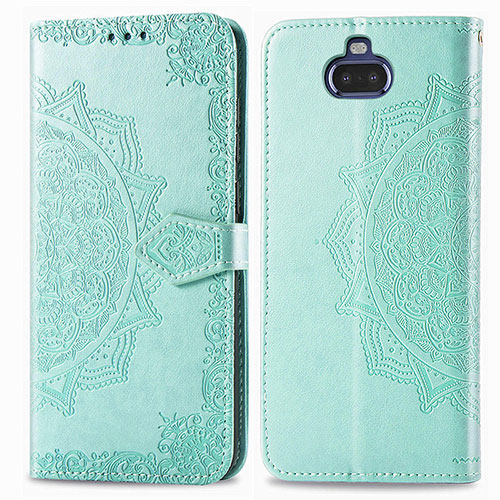 Leather Case Stands Fashionable Pattern Flip Cover Holder for Sony Xperia 8 Lite Green