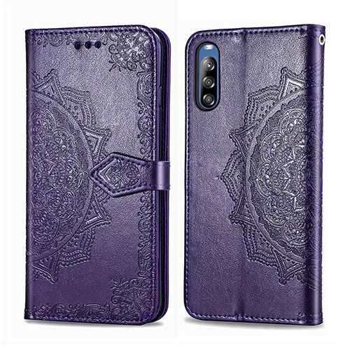 Leather Case Stands Fashionable Pattern Flip Cover Holder for Sony Xperia L4 Purple