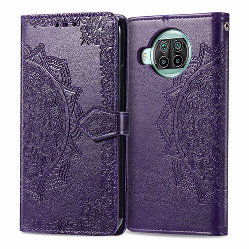 Leather Case Stands Fashionable Pattern Flip Cover Holder for Xiaomi Mi 10T Lite 5G Purple