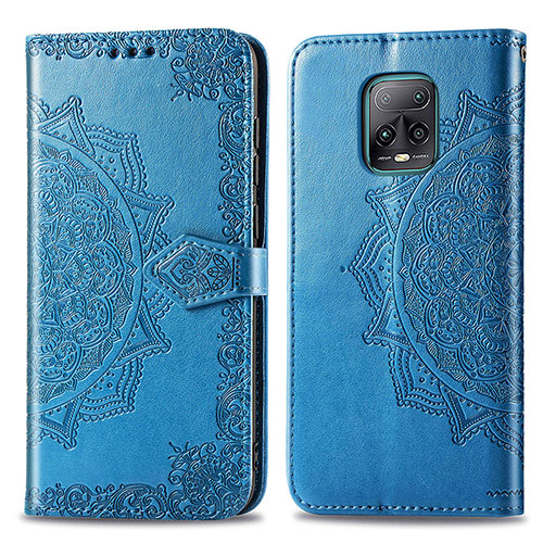 Leather Case Stands Fashionable Pattern Flip Cover Holder for Xiaomi Redmi 10X 5G Blue
