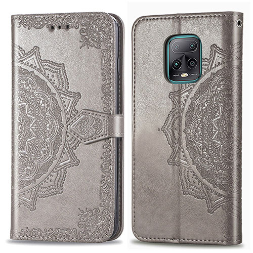 Leather Case Stands Fashionable Pattern Flip Cover Holder for Xiaomi Redmi 10X 5G Gray