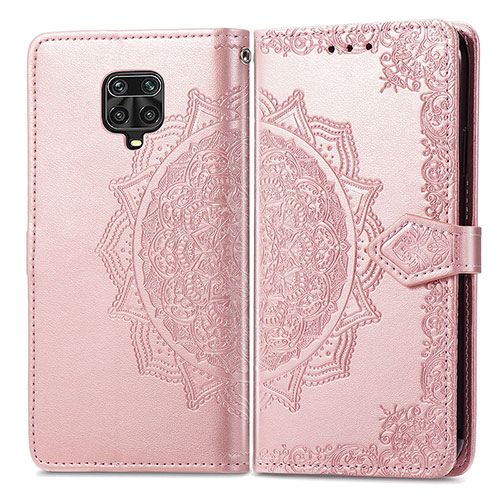 Leather Case Stands Fashionable Pattern Flip Cover Holder for Xiaomi Redmi Note 9 Pro Rose Gold